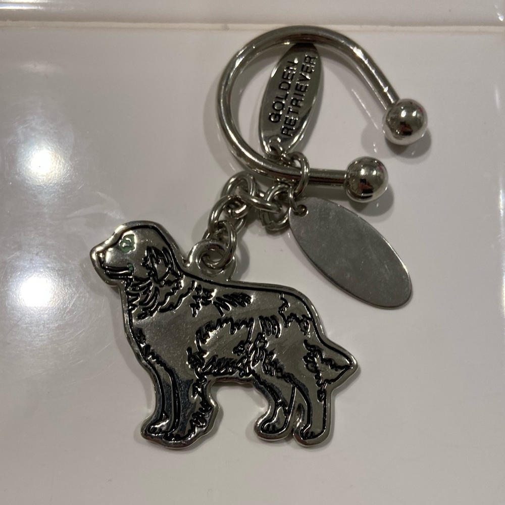 Sterling Silver Golden Retriever Keychain